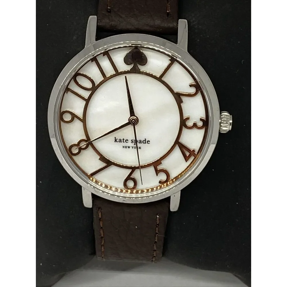 Kate Spade New York 0782 Women Brown Leather White Analog Dial Wrist Watch XX611